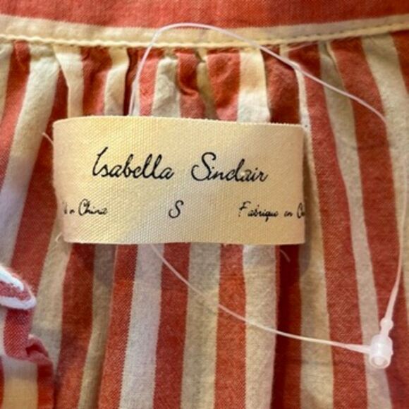 Anthropologie Isabelle Sinclair Wellesley Red White Striped Belted Top Small - Picture 5 of 11